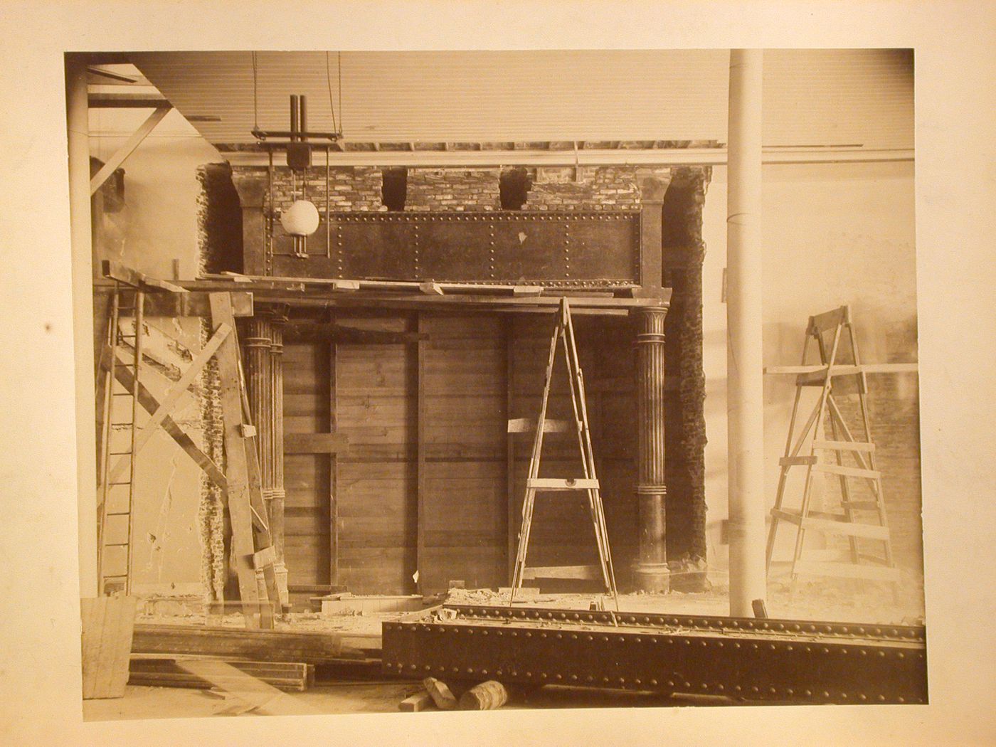 Interior construction shot, in unknown building, Philadelphia, Pennsylvania