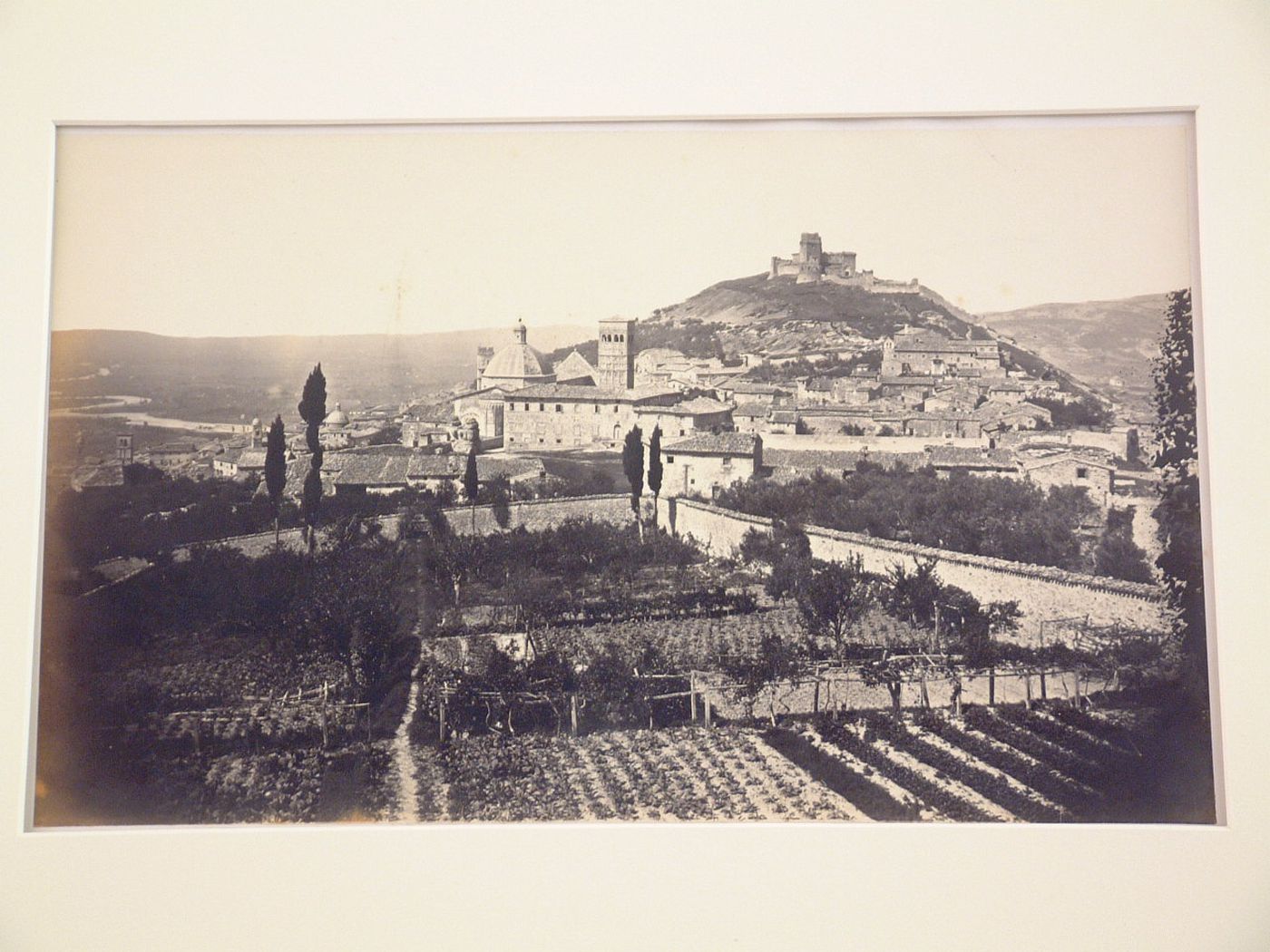 General view of Assisi showing the cathedral and fortress, Italy