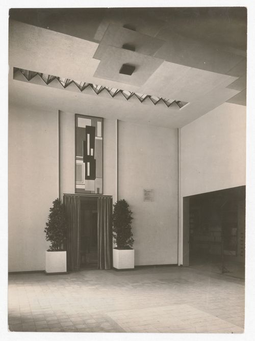 Partial view of a full scale three-dimensional study for a hall contributed to the "Société des artistes décorateurs" project for a French embassy, Exposition internationale des arts décoratifs et industriels modernes, Paris, France