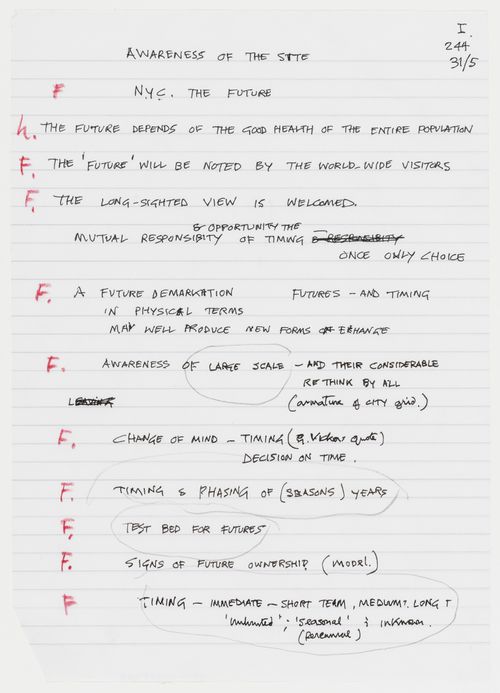 Notes on New York City and the future - from the project file "IFPRI"