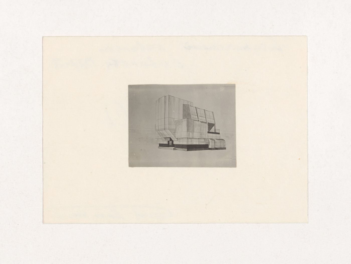 Photograph of a perspective drawing for a botanical pavilion by O. Ivanova for the topic "Exercise on Finding Mass and Weight. Exhibition Pavilion" for the "Space" course at the Vkhutein (Moscow Higher Technical Institute), Moscow