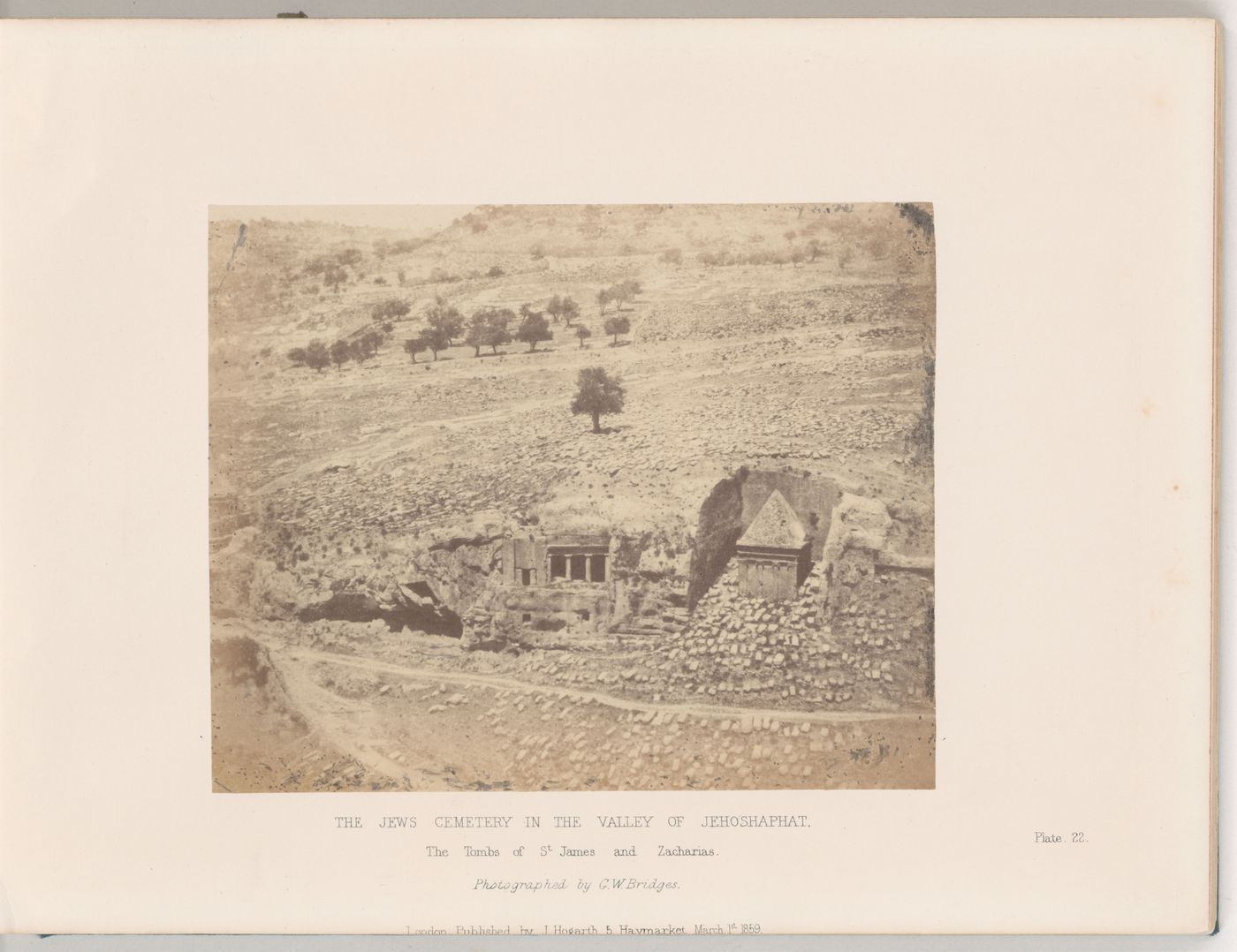 View of Tomb of Benei Hezir (left) and Tomb of Zechariah (right) in Kidron Valley, Palestine