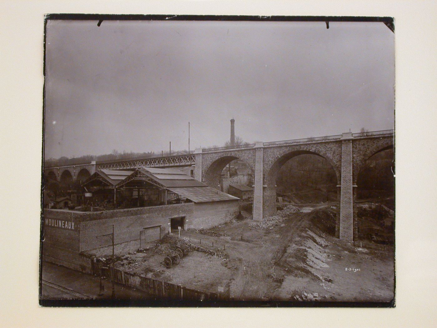 Partial view of a viaduct crossing over a factory, France ?