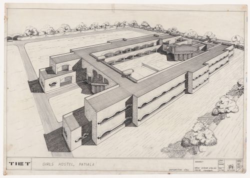 Exterior perspective for girls hostel at Thapar Institute of Engineering and Technology, Patiala, India