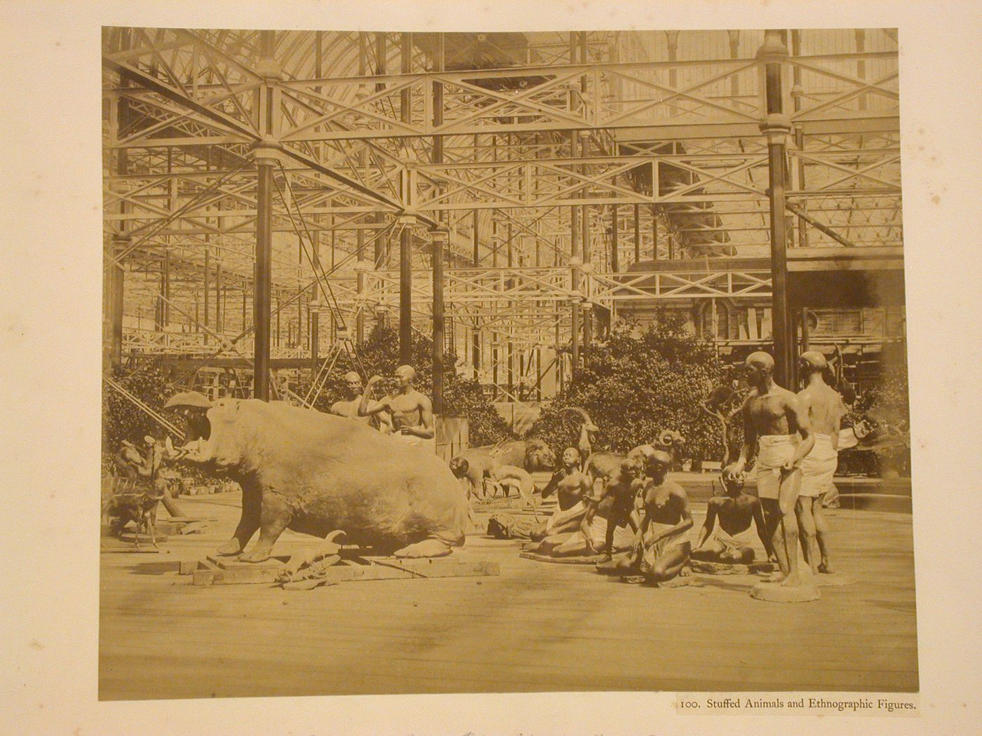 Taxidermy animals and ethnographic figures, Crystal Palace, Sydenham, England