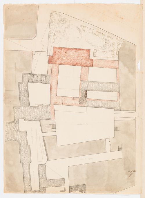 Project for alterations to the Préfecture de police, rue de Jérusalem, Paris: Block plan