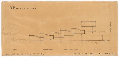 Section drawing for Viviendas en el espacio, Buenos Aires, Argentina