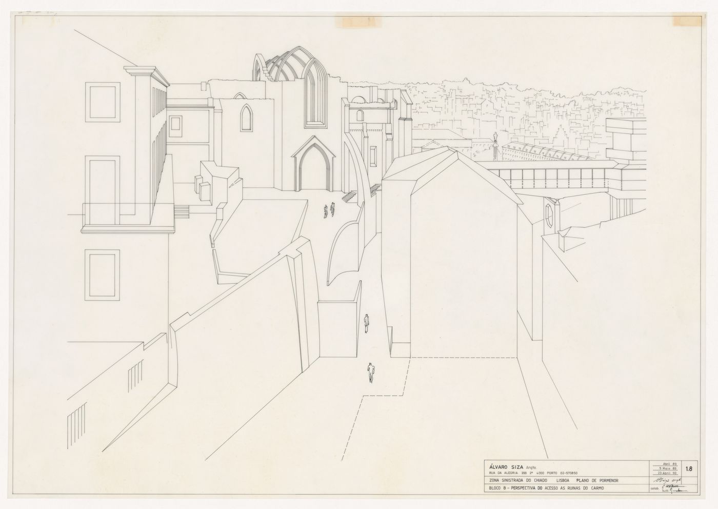 Perspective for Reconstrução do Chiado [Reconstruction of the Chiado area], Lisbon