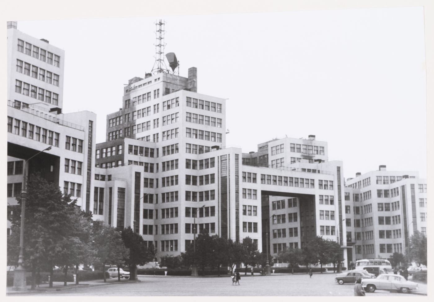 View of Department of Industry and Planning (Gosprom) buildings, Kharkov, Soviet Union (now in Ukraine)