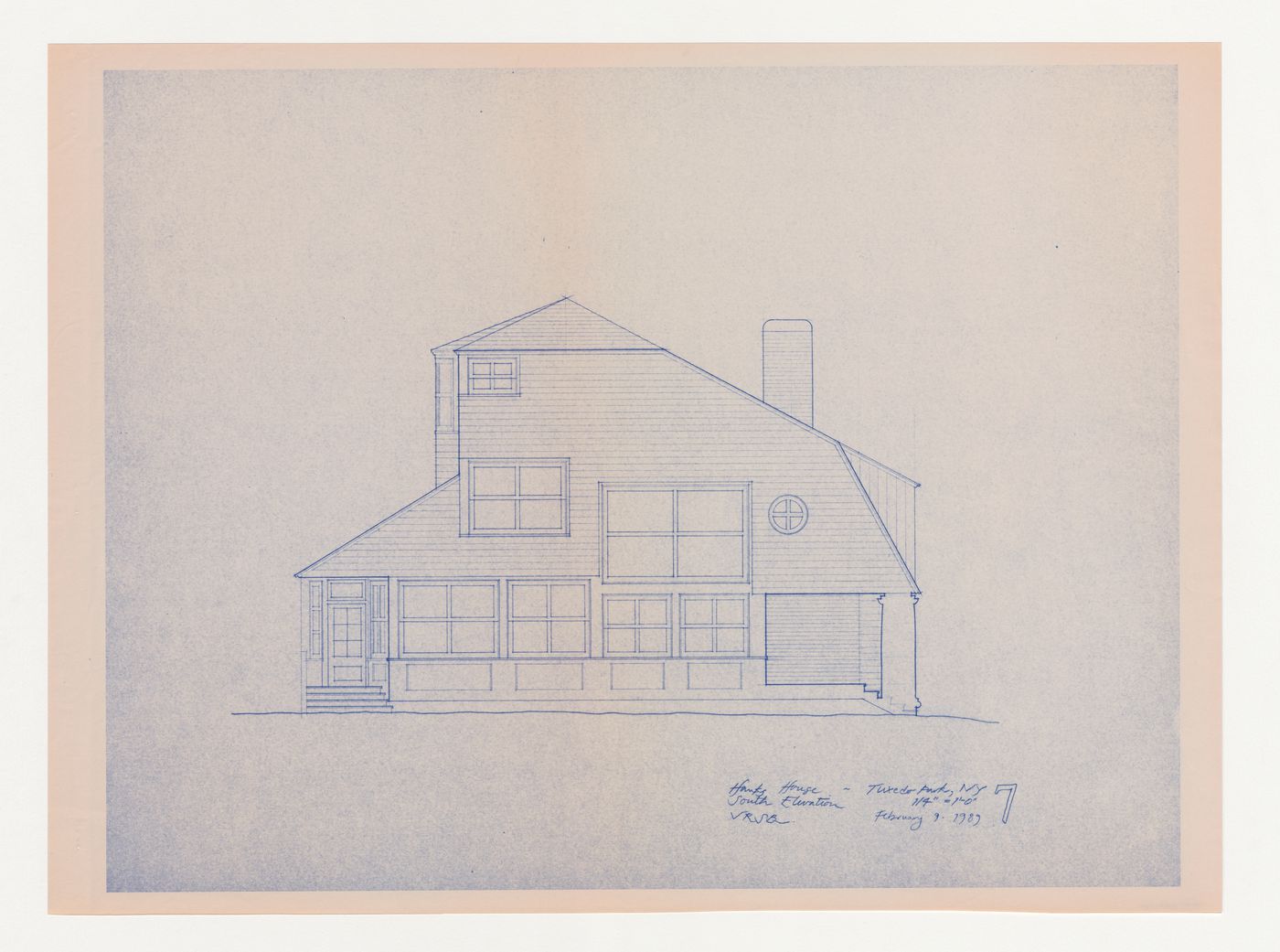 South elevation for the Hanks-Paré Residence, Tuxedo Park, New York