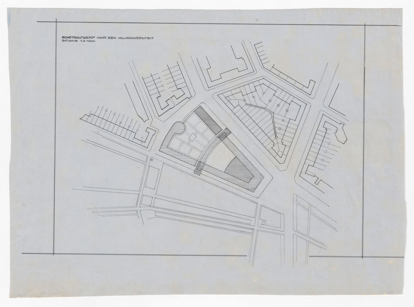 Site plan for the 1926 design for People's University, Rotterdam, Netherlands