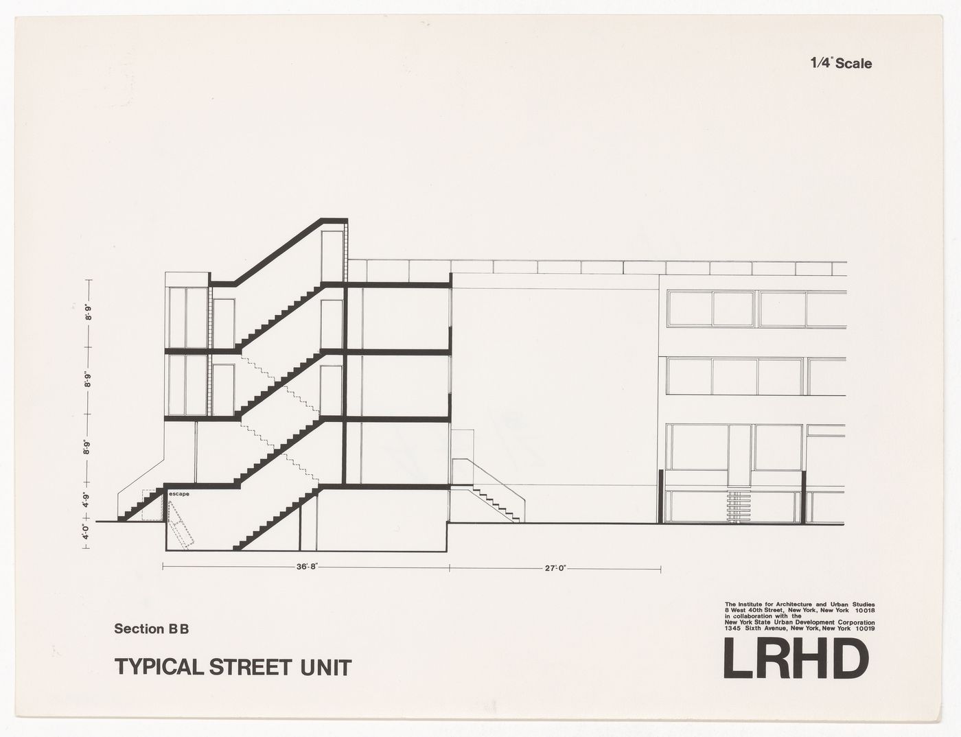 Section for typical street unit for the Low-Rise High-Density MoMA exhibition