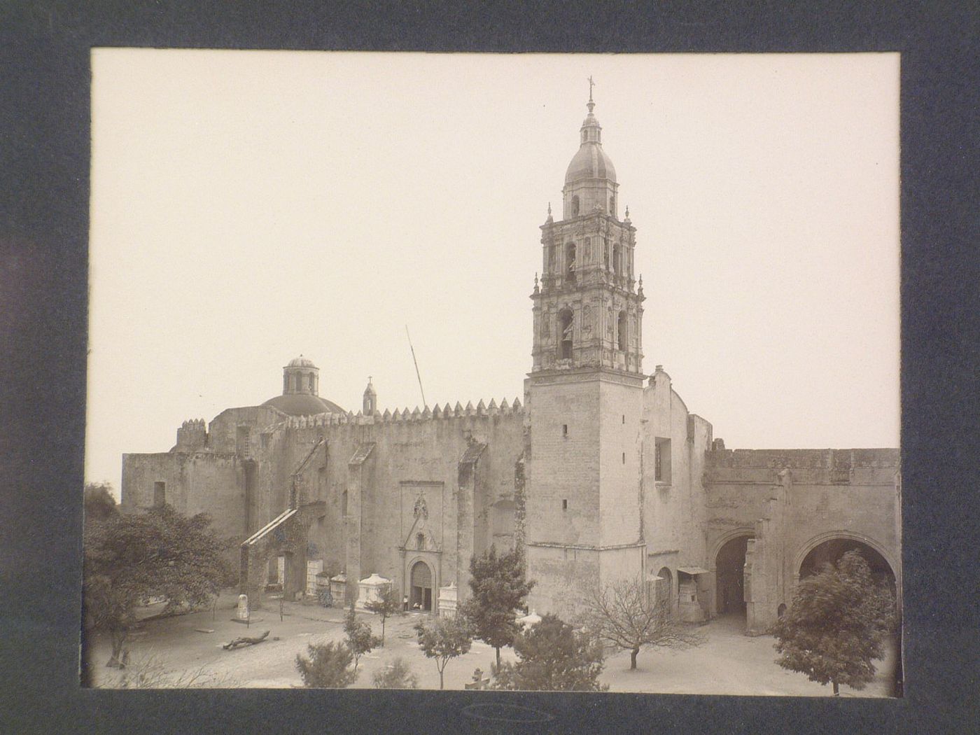 View of the Catedral de Cuernavaca showing part of the atrio of the Convento de la Anunciación de Nuestra Señora in the foreground, Mexico