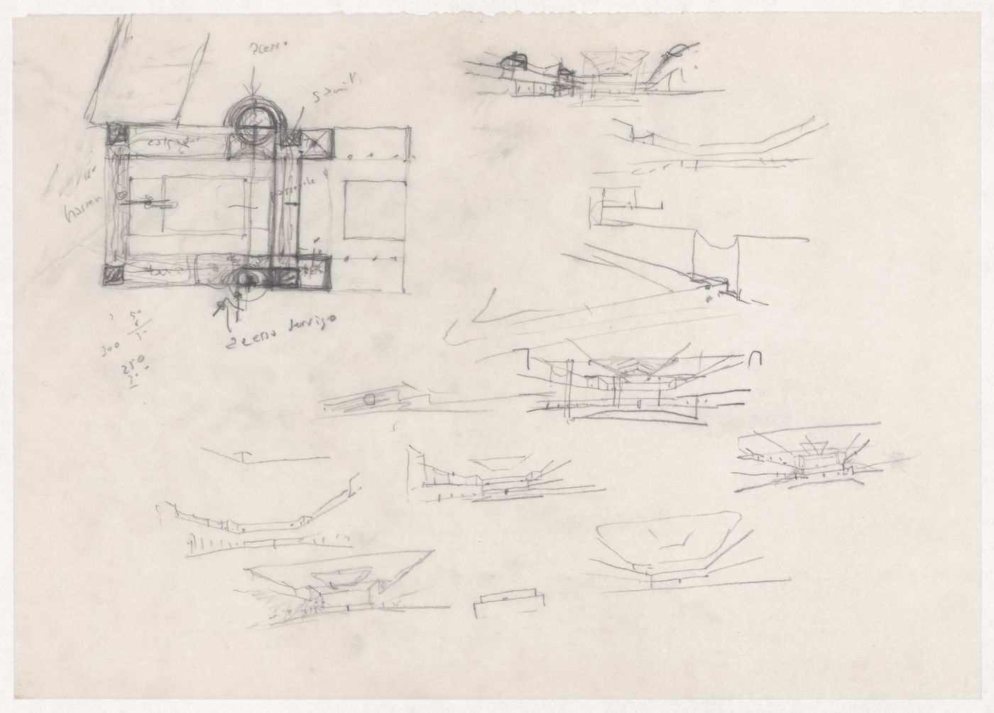 Sketch plan and perspectives for Monte Picoto, Braga, Portugal