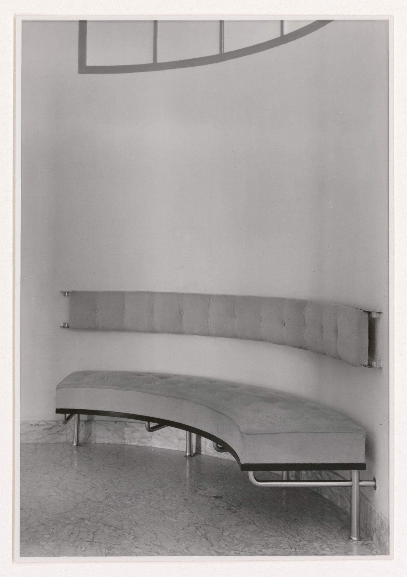 Interior view of Villa Allegonda showing the built-in hall bench designed by J.J.P. Oud, Katwijk aan Zee, Netherlands