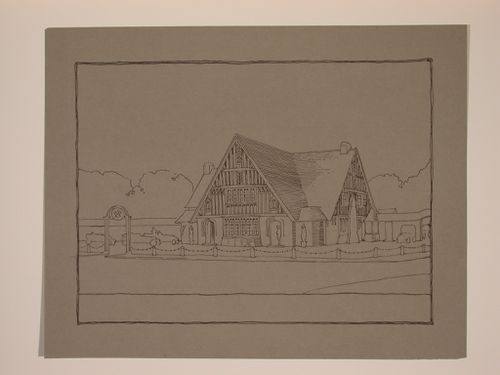 Perspectival view showing the proposed rebuilding of the Mason's Arms, Donisthorpe