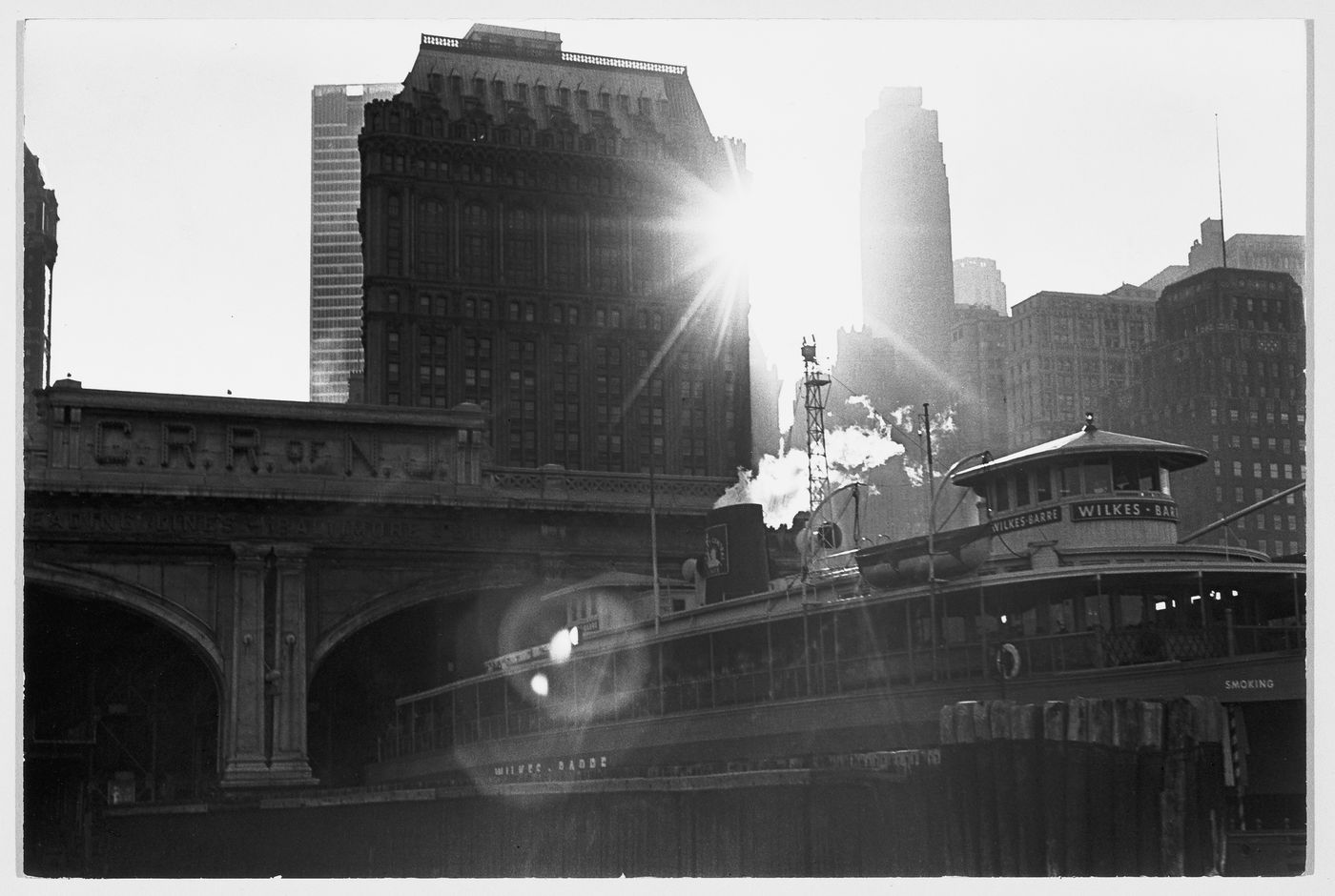 View of the Wilkes-Barre Ferry with skyscrapers in the background, New York City