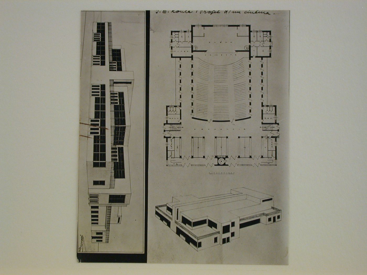 Projet pour un cinéma. Y.E. Koula architecte à Prague