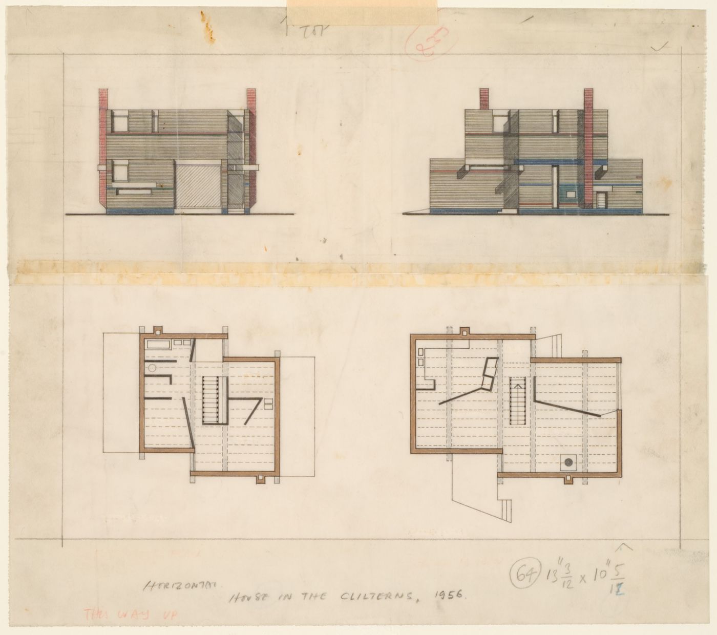 House in Chiltern Hills, Buckinghamshire, England: elevations and plans