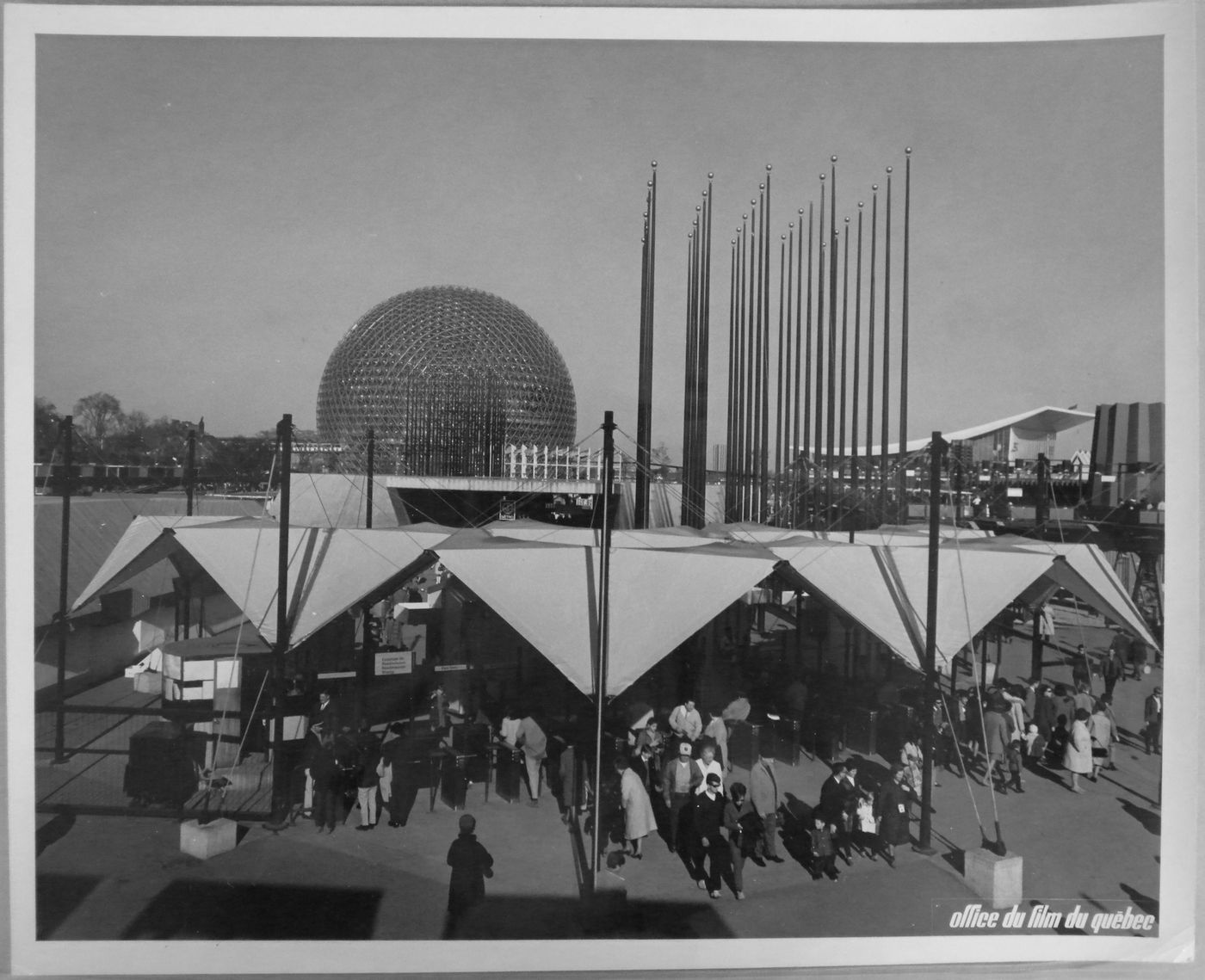 View of the entrance with the Pavilions of the United States and of the Soviet Union in background, Expo 67, Montréal, Québec
