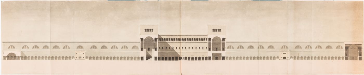 Sectional elevation, possibly for a warehouse