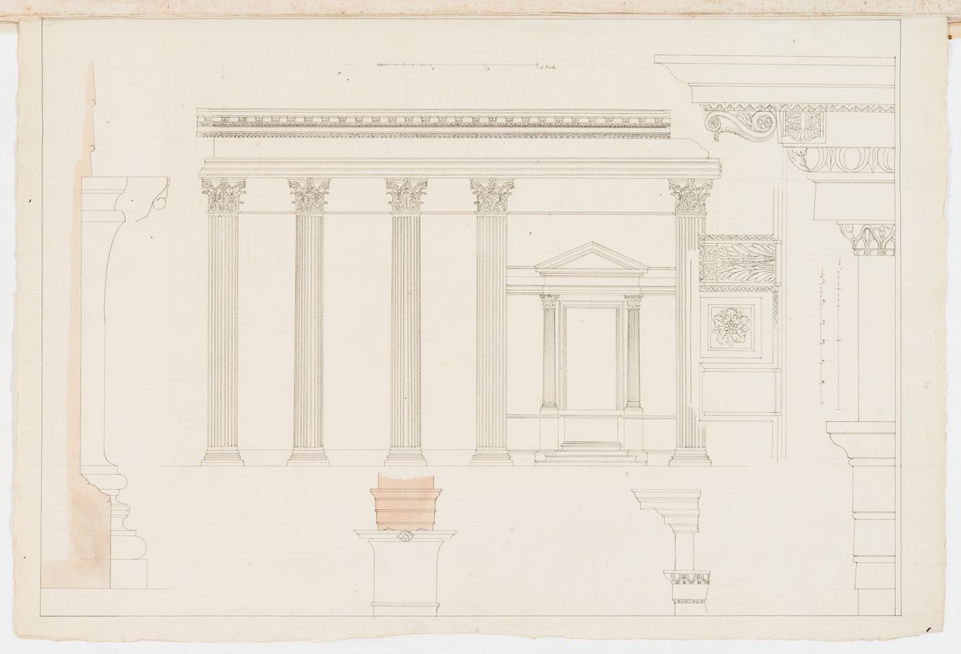Elevation and details of a Corinthian building