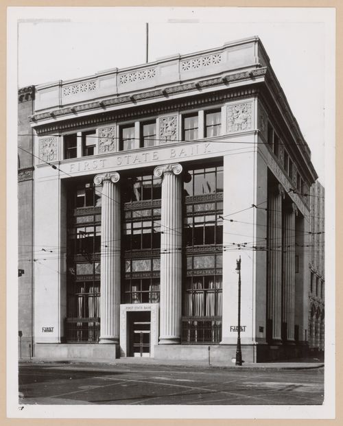 View of the principal façade of the First State Bank, Griswold and Lafayette Streets, Detroit, Michigan