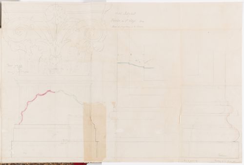 Full-scale elevation and half plan for the columns, and an elevation and profiles for the pilasters for the first floor of the principal façade, Hôtel Soltykoff