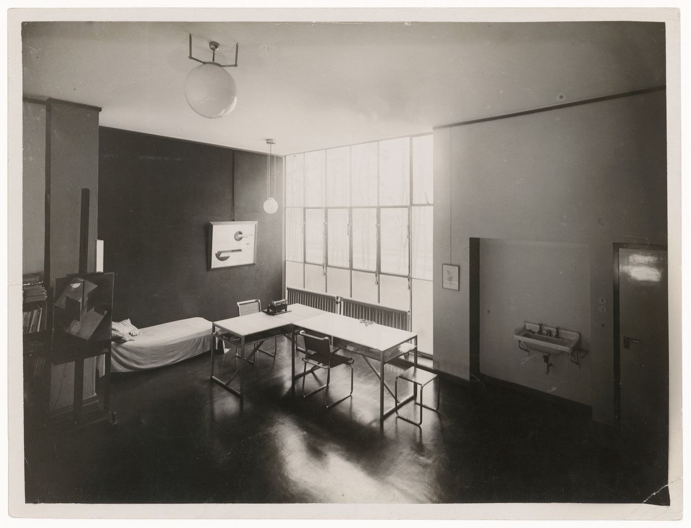 Interior view of the studio of Moholy-Nagy's house showing furniture designed by Marcel Breuer, Bauhaus Masters' Housing, Dessau, Germany