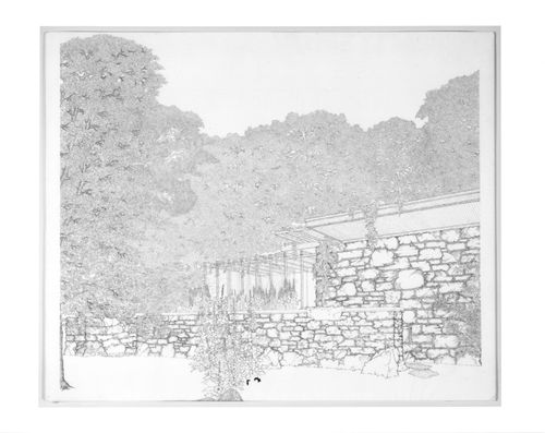 Partial perspective for the Alfred Caldwell House, Bristol, Wisconsin