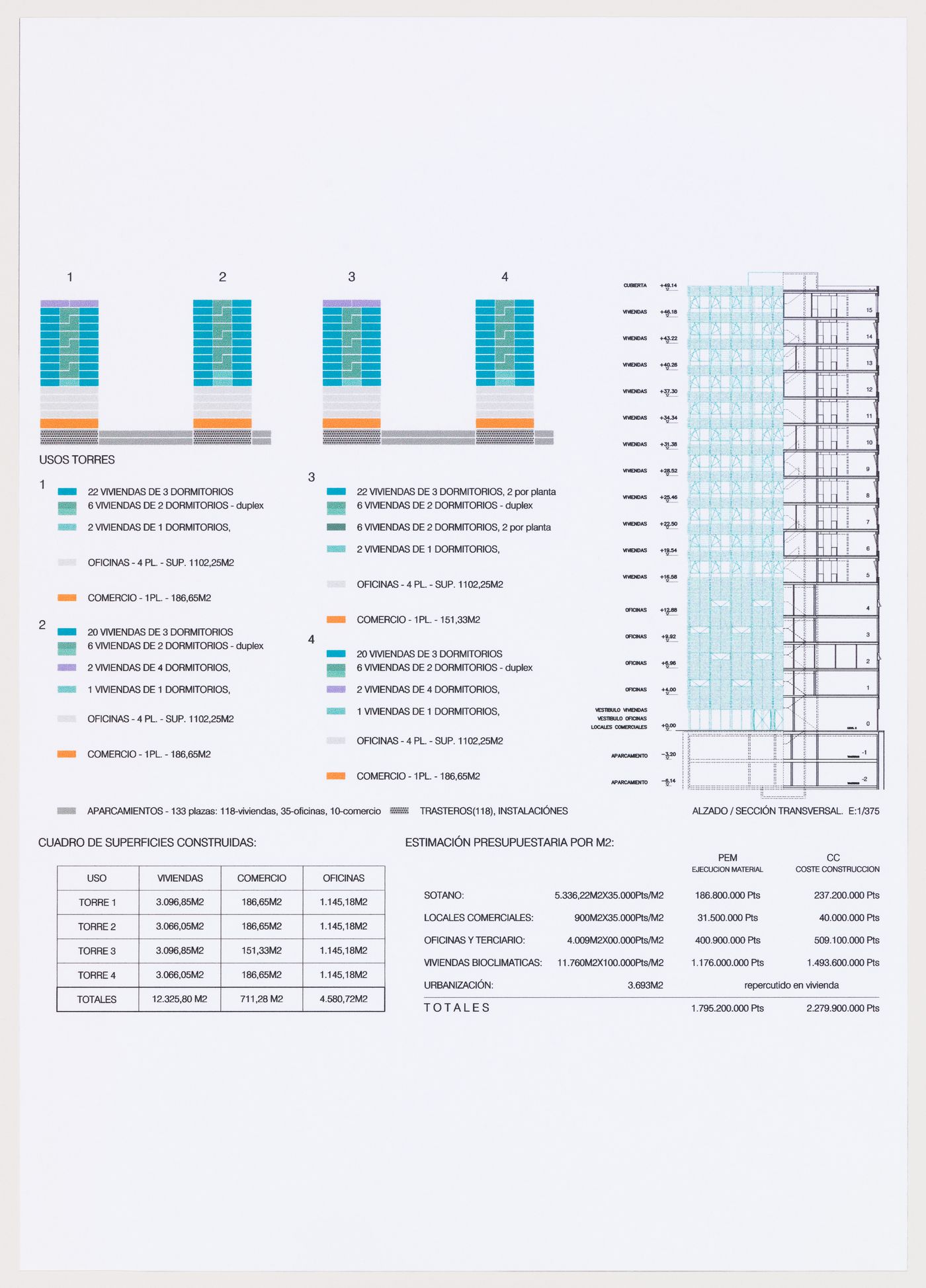 Typology of the towers, Torres mixtas bioclimáticas en el Humedal de Salburúa Fens, Vitoria, Spain