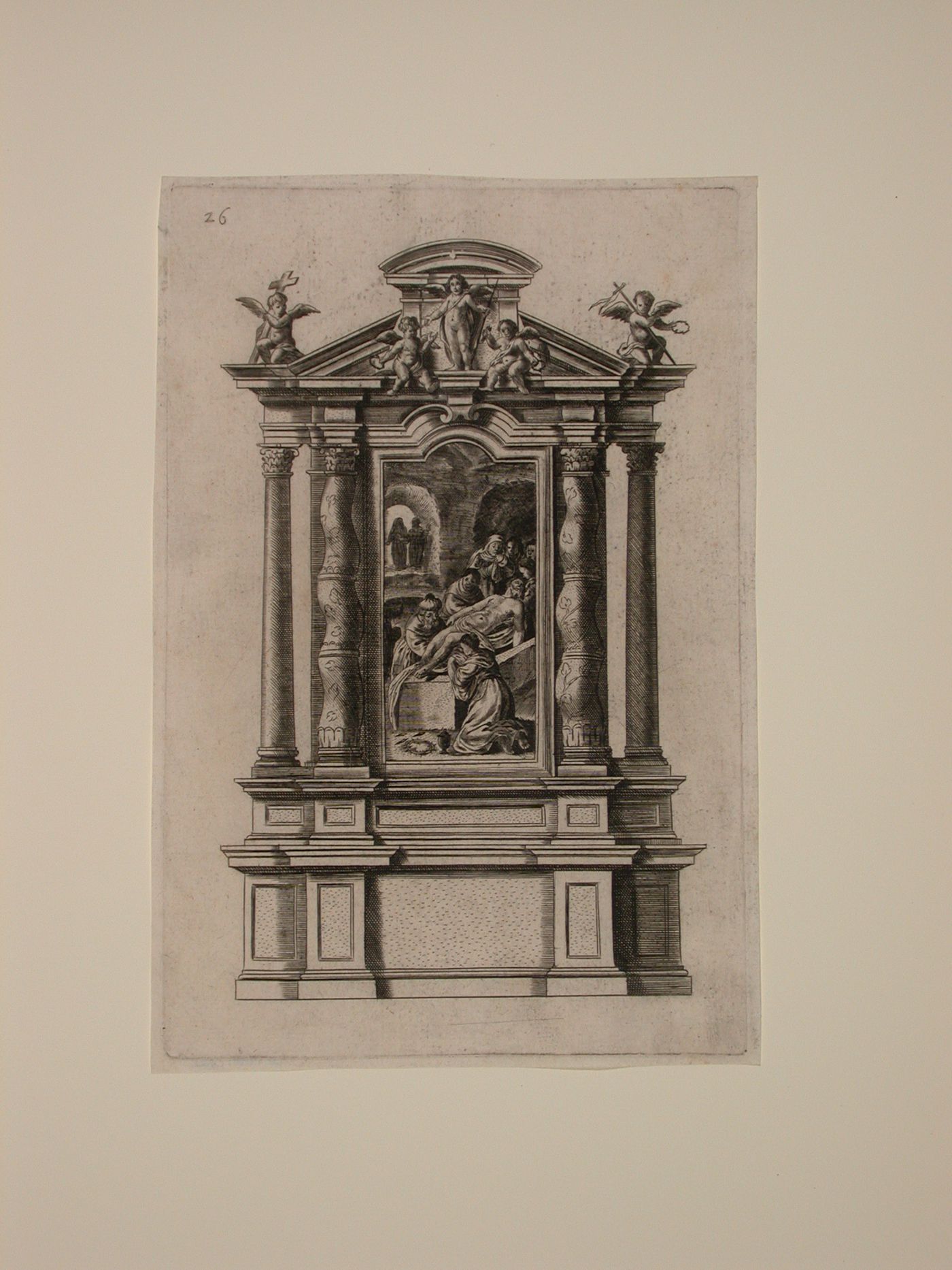 Design for an altar with an altarpiece showing the Entombment of Christ