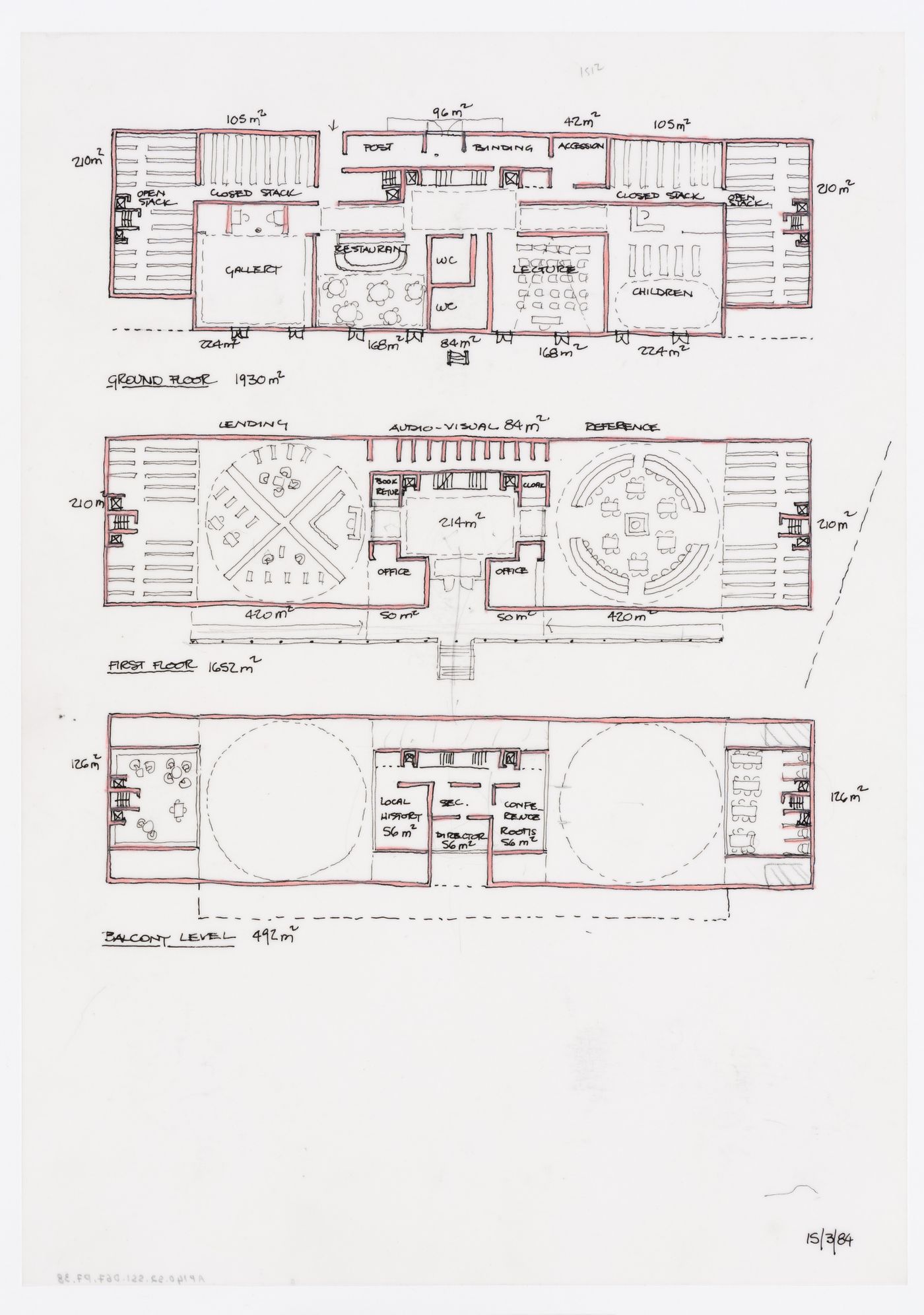 Biblioteca pubblica, Latina, Italy: plans