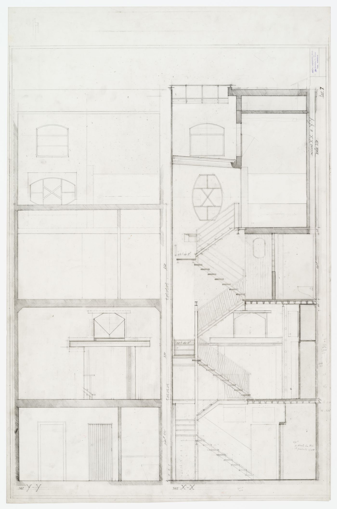 Sections for Casa Frea, Milan, Italy
