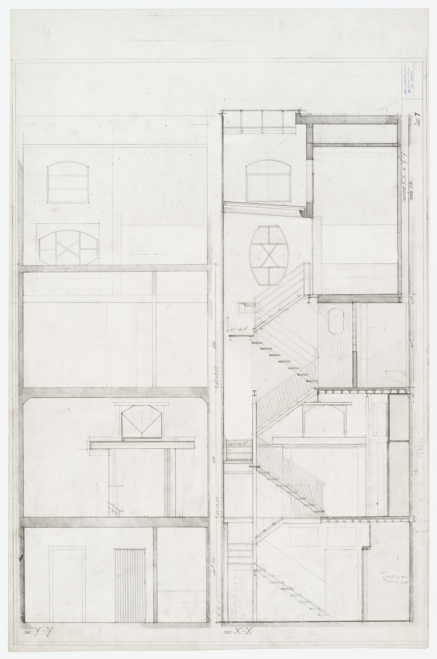 Sections for Casa Frea, Milan, Italy