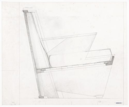 Side elevation of an armchair for Casa Frea, Milan, Italy