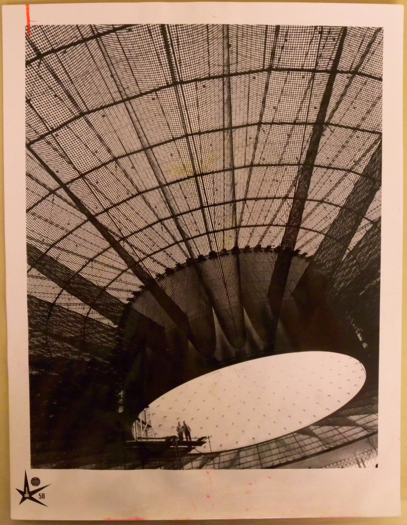 View of the mesh ceiling of the Pavilion of the United States, Expo 58, Brussels, Belgium
