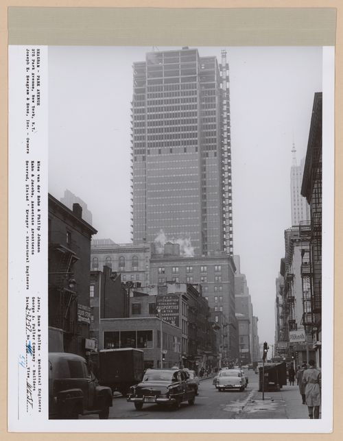 Seagram building under construction, 375 Park avenue, New York, N.Y., west view