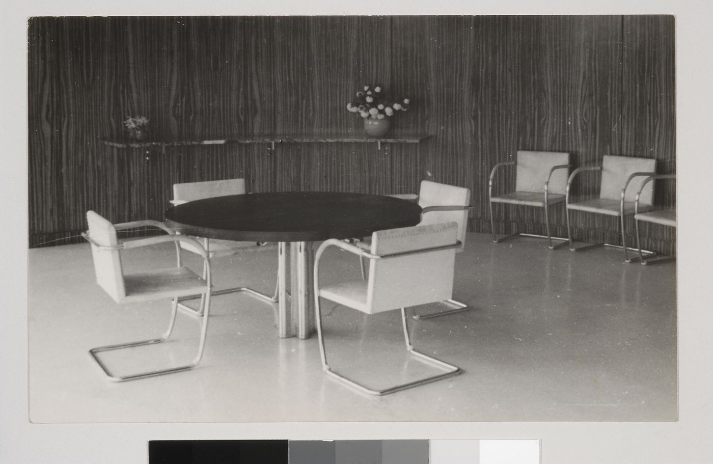 Interior view of the dining area of Tugendhat House, Brno, Czechoslovakia (now Czech Republic)