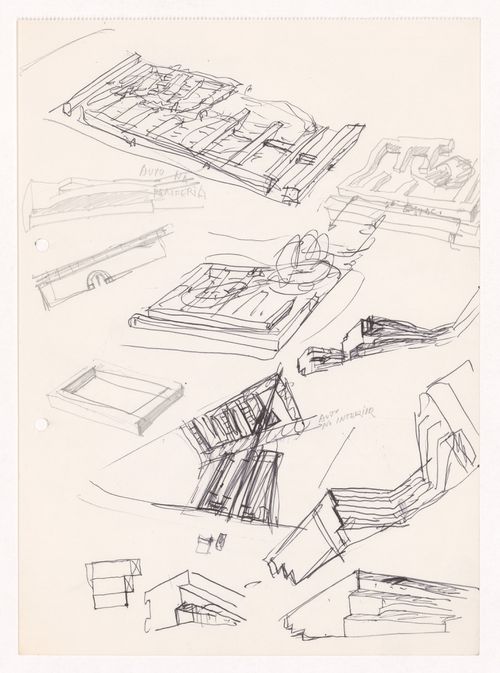 Sketch axonometric views, perspectives, and details for Loteamento Bárbara de Sousa, Ovar, Portugal