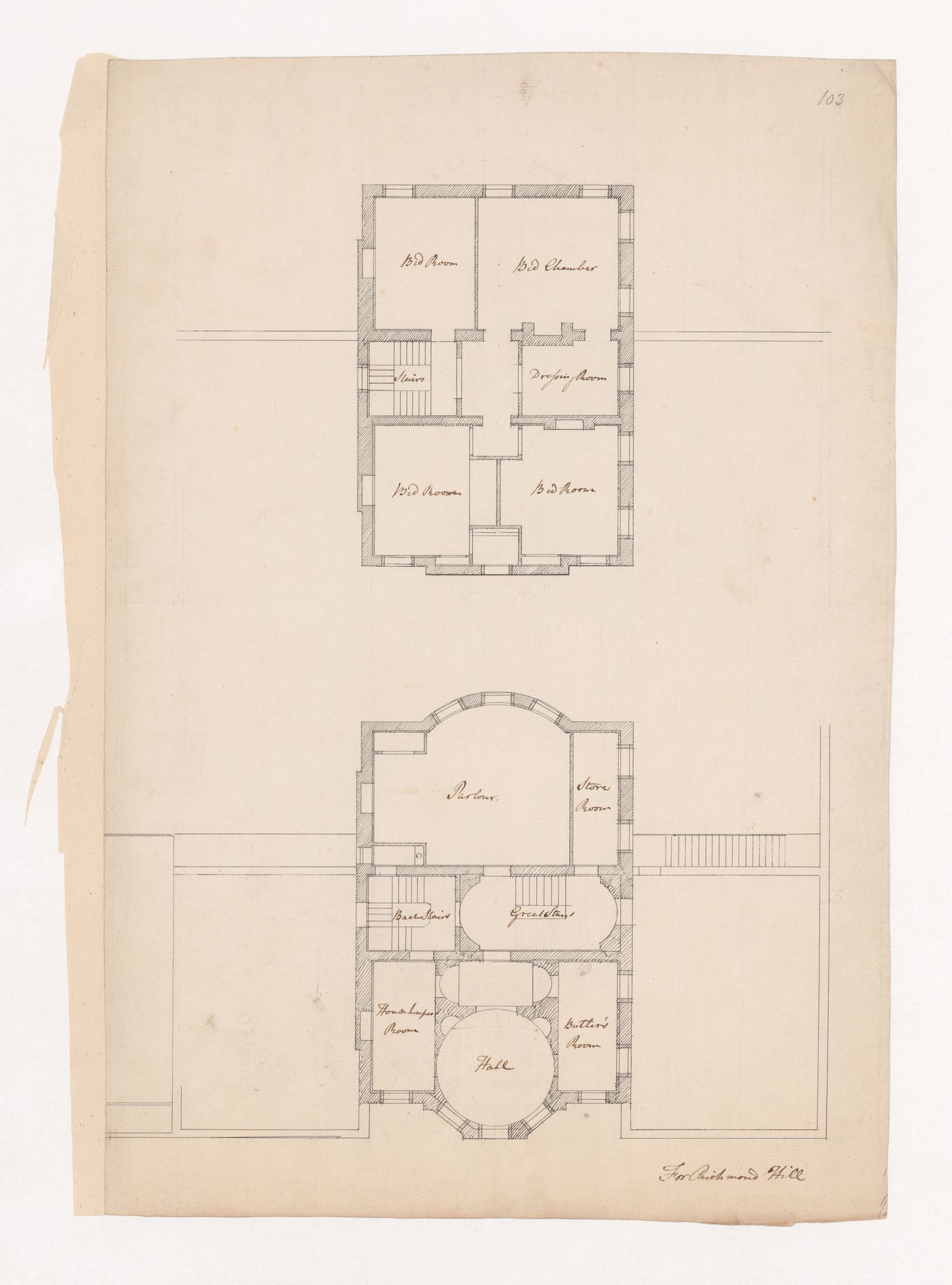 Ground and second floor plans for The Wick, Richmond Hill