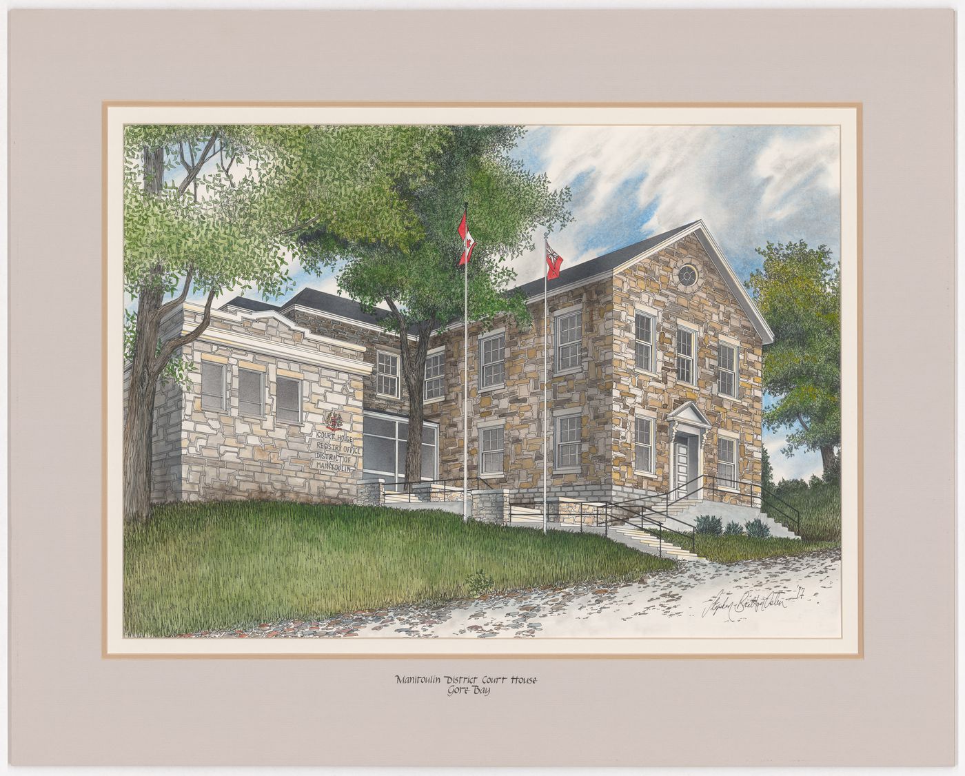 Manitoulin District Court House, Gore Bay, from Court Houses in Ontario (verso: Perth County Court House, Stratford)