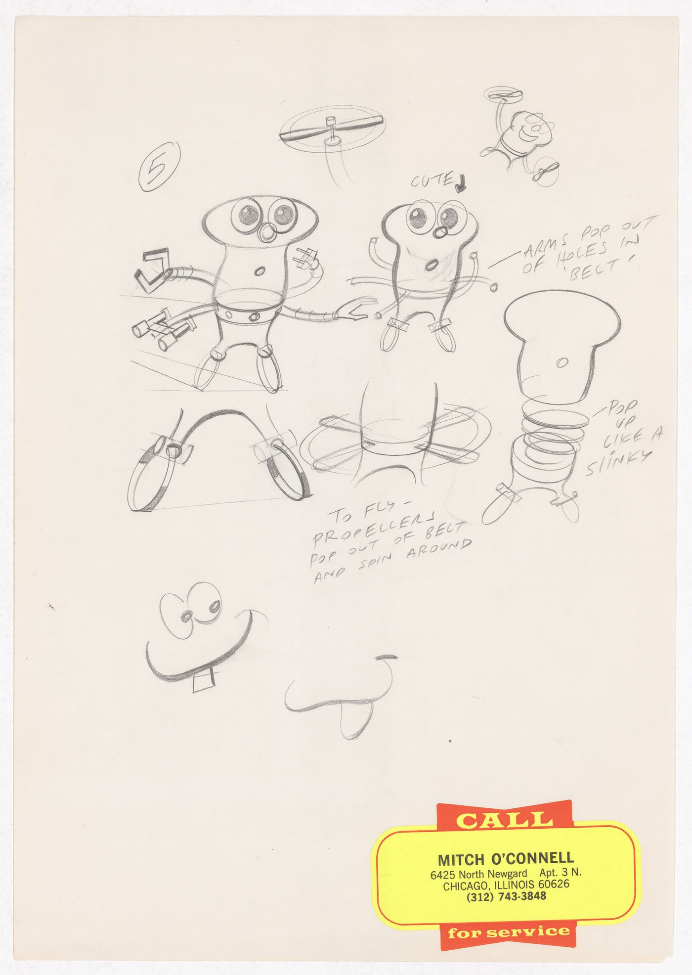 Character sketches by Mitch O'Connell for Spillville