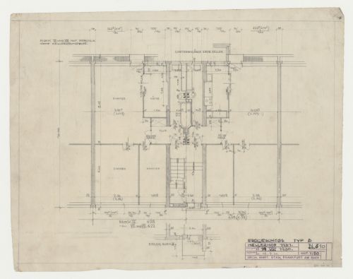 Ground floor plan and partial ground floor plan for a type B housing unit, Hellerhof Housing Estate, Frankfurt am Main, Germany