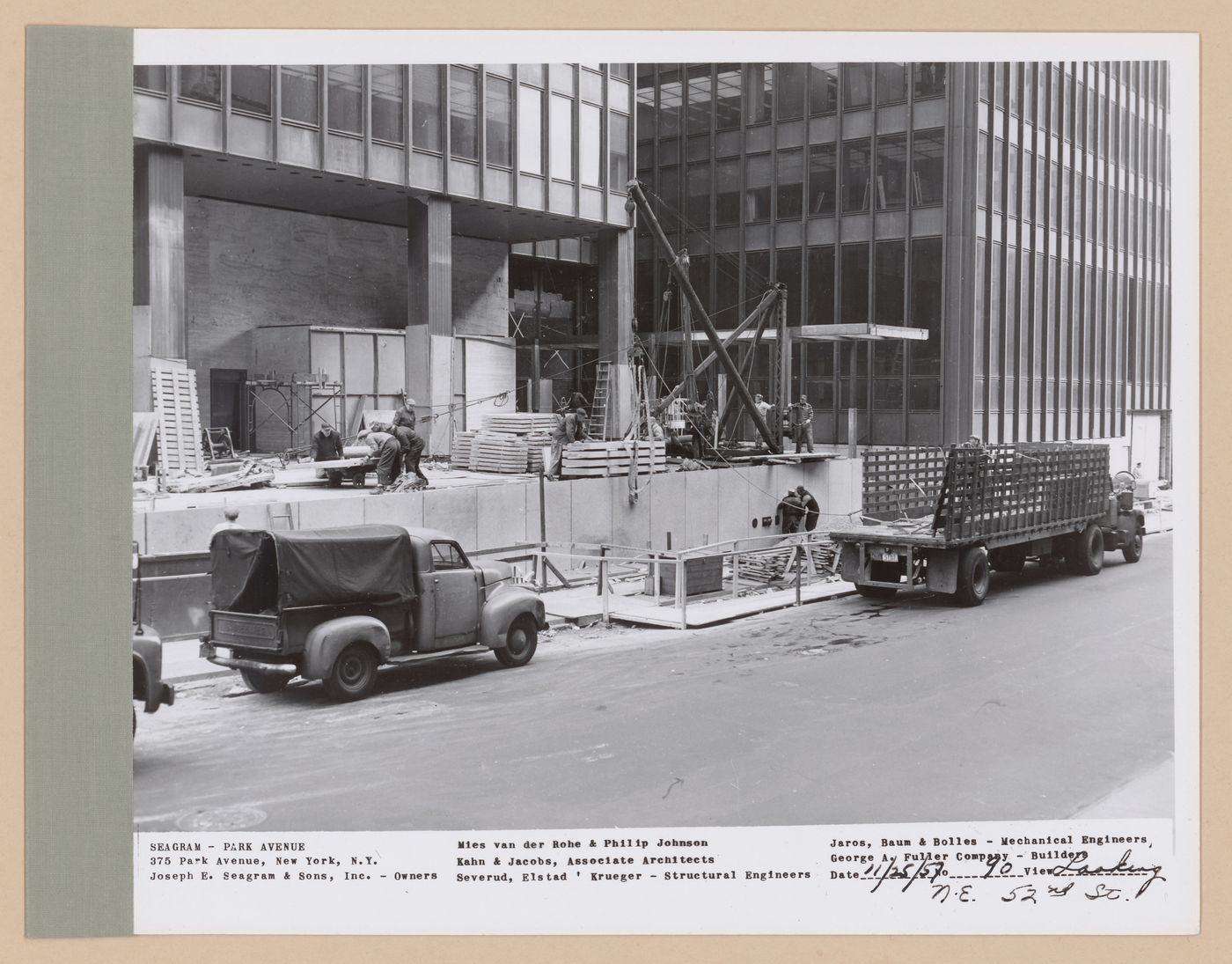 Seagram building under construction, 375 Park avenue, New York, N.Y., looking north-east from 52nd street