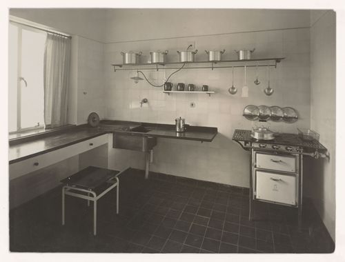 Interior view of the kitchen of House 8, Weissenhofsiedlung, Stuttgart, Germany