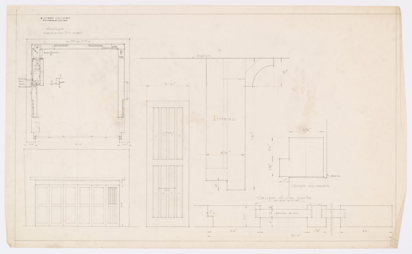 Détails du garage,  Résidence Ernest Cormier, 1418 Avenue des Pins Ouest, Montréal, Canada (1929-1957)