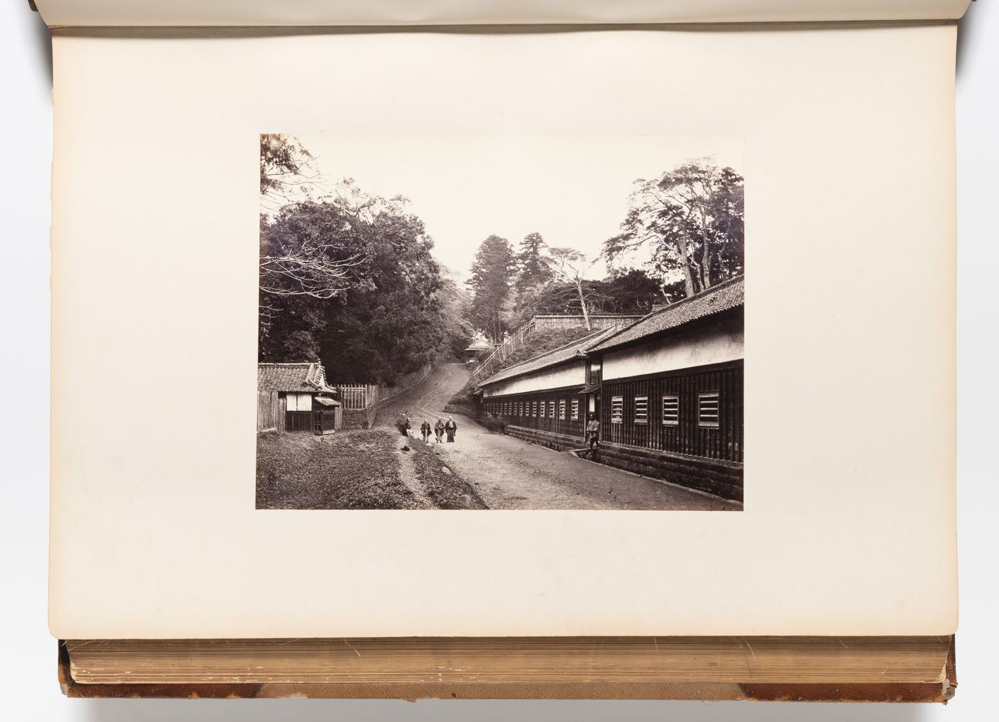 Partial view of the Shimazu (also known as Satsuma's Palace) clan's Takanawa daimyo residence on the Tokaido road, Edo (now Tokyo), Japan