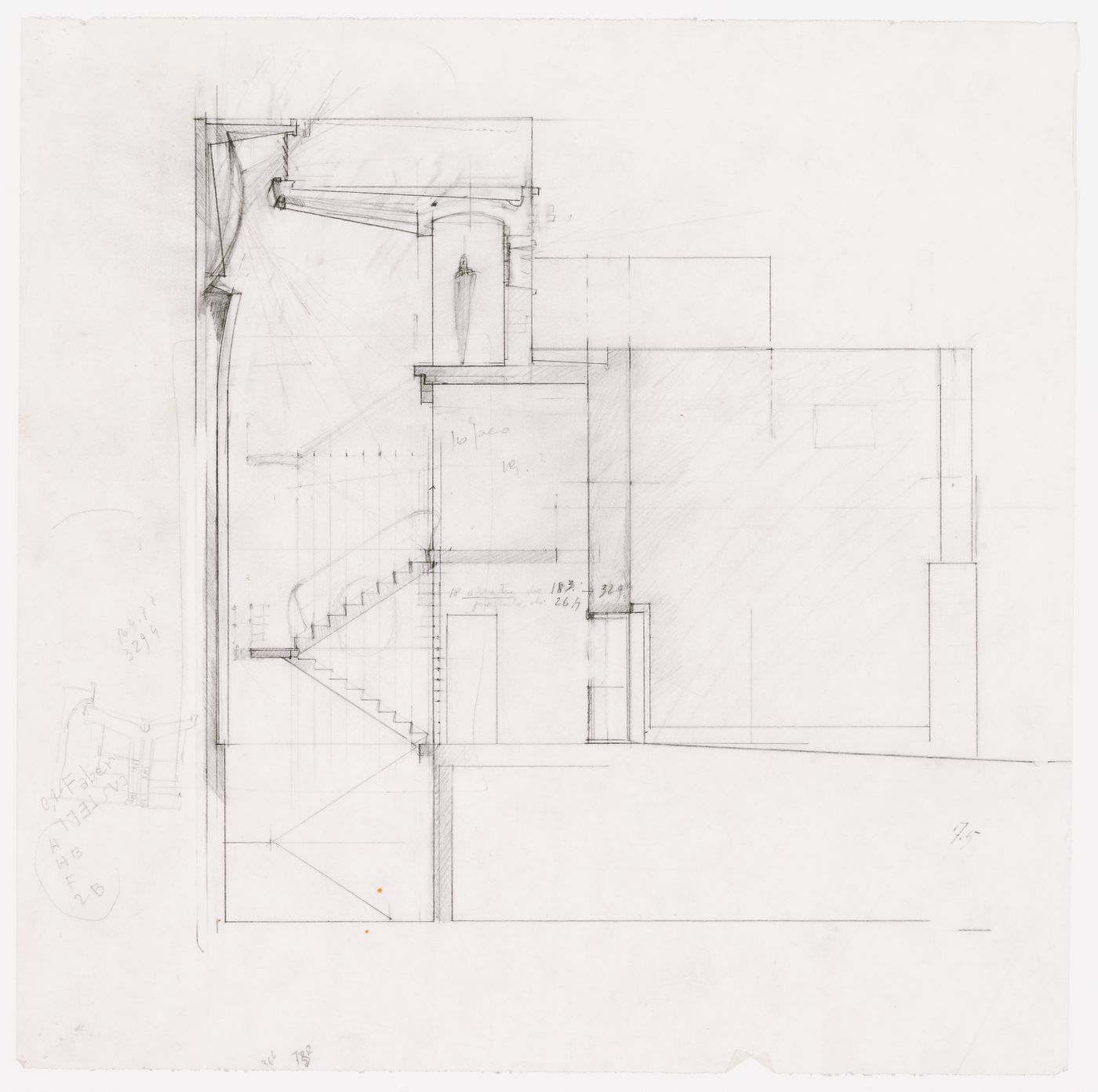 Section study of second floor for Casa Miggiano, Otranto, Italy