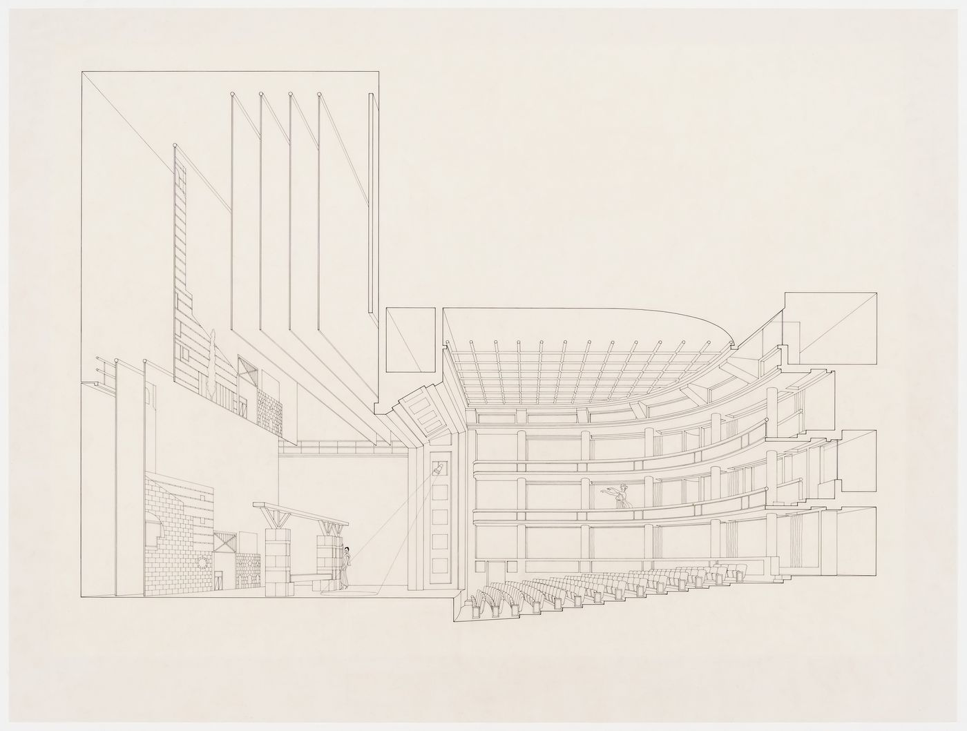 Center for Theatre Arts, Cornell University, Ithaca, New York: cutaway perspective of the theatre